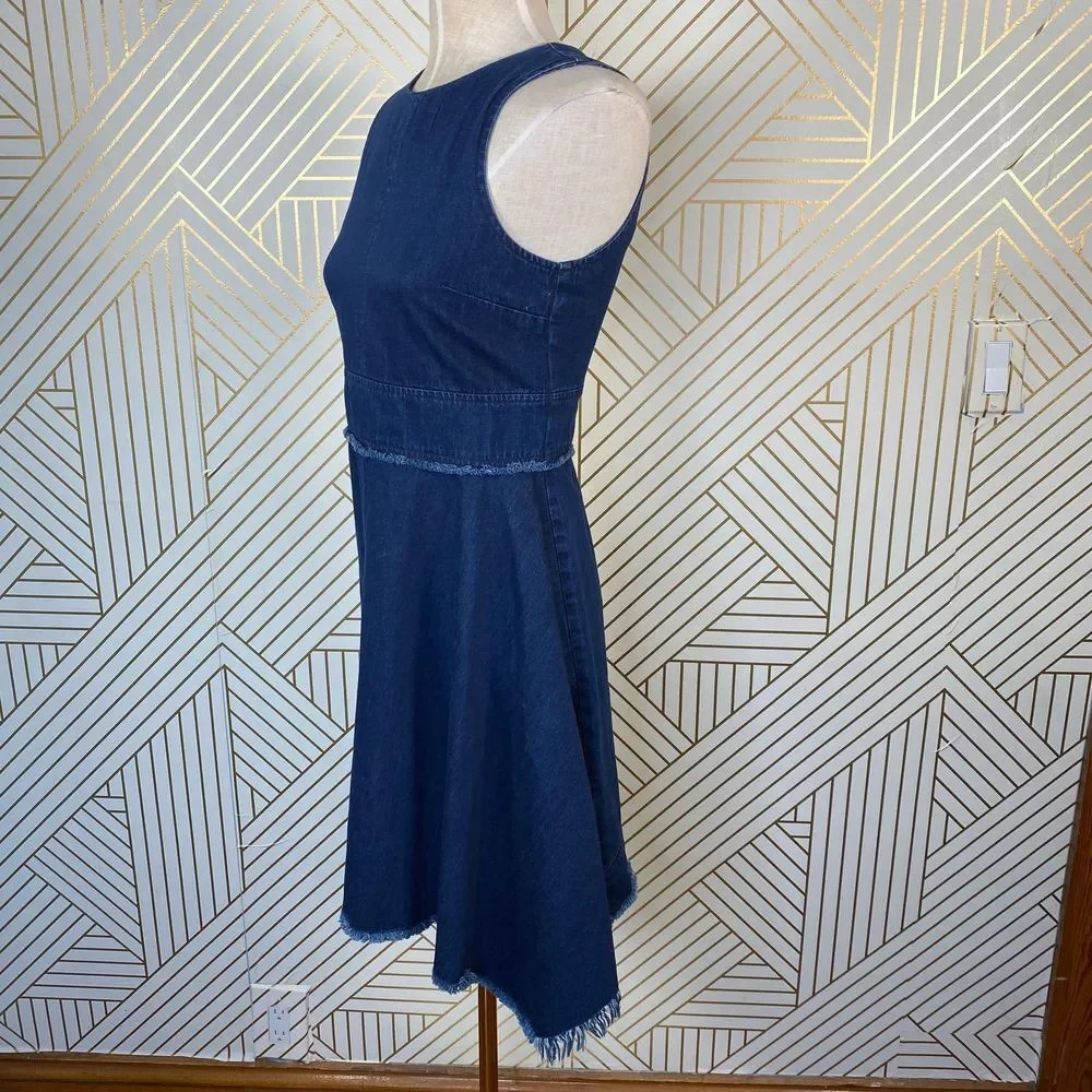 N/Nicholas‎ Denim Flare Side Sleeveless Dress Blue - Picture 7 of 12